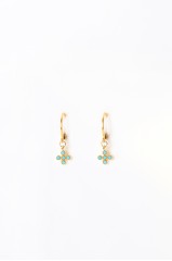 Boucles d'oreilles "Sérena" éclat mini croix   turquoise