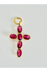 Pendentif croix tourmaline rose