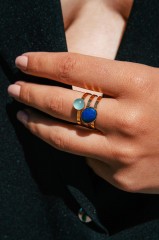 Bague "Francesca" Calcédoine et Lapis Lazuri