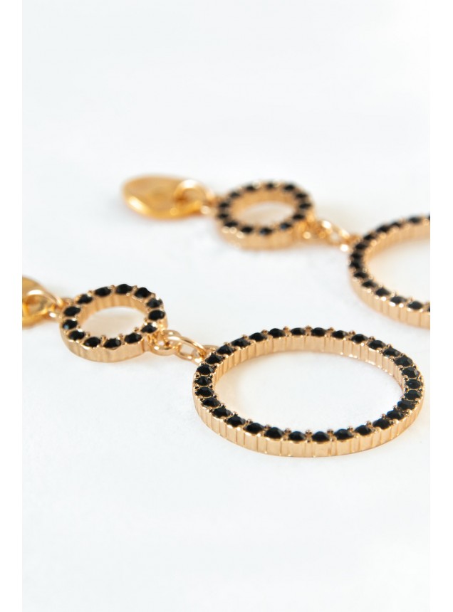 Boucles d'oreilles anneaux cristal noir