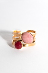 Bague "Francesca" Rhodonite et onyx