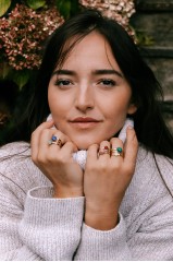 Bague "Francesca" Rhodonite et onyx