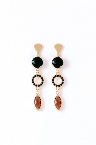 Boucles d'oreilles "stella" noires et cognac