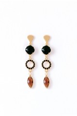 Boucles d'oreilles "stella" noires et cognac