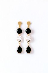 Boucles d'oreilles "stella" noires et cristal